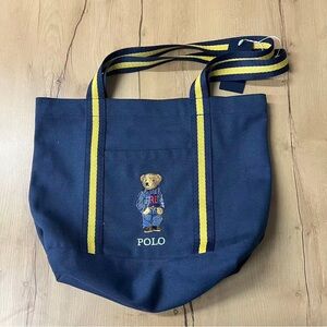 Polo by Ralph Lauren Navy and Yellow Tote Bear Bag